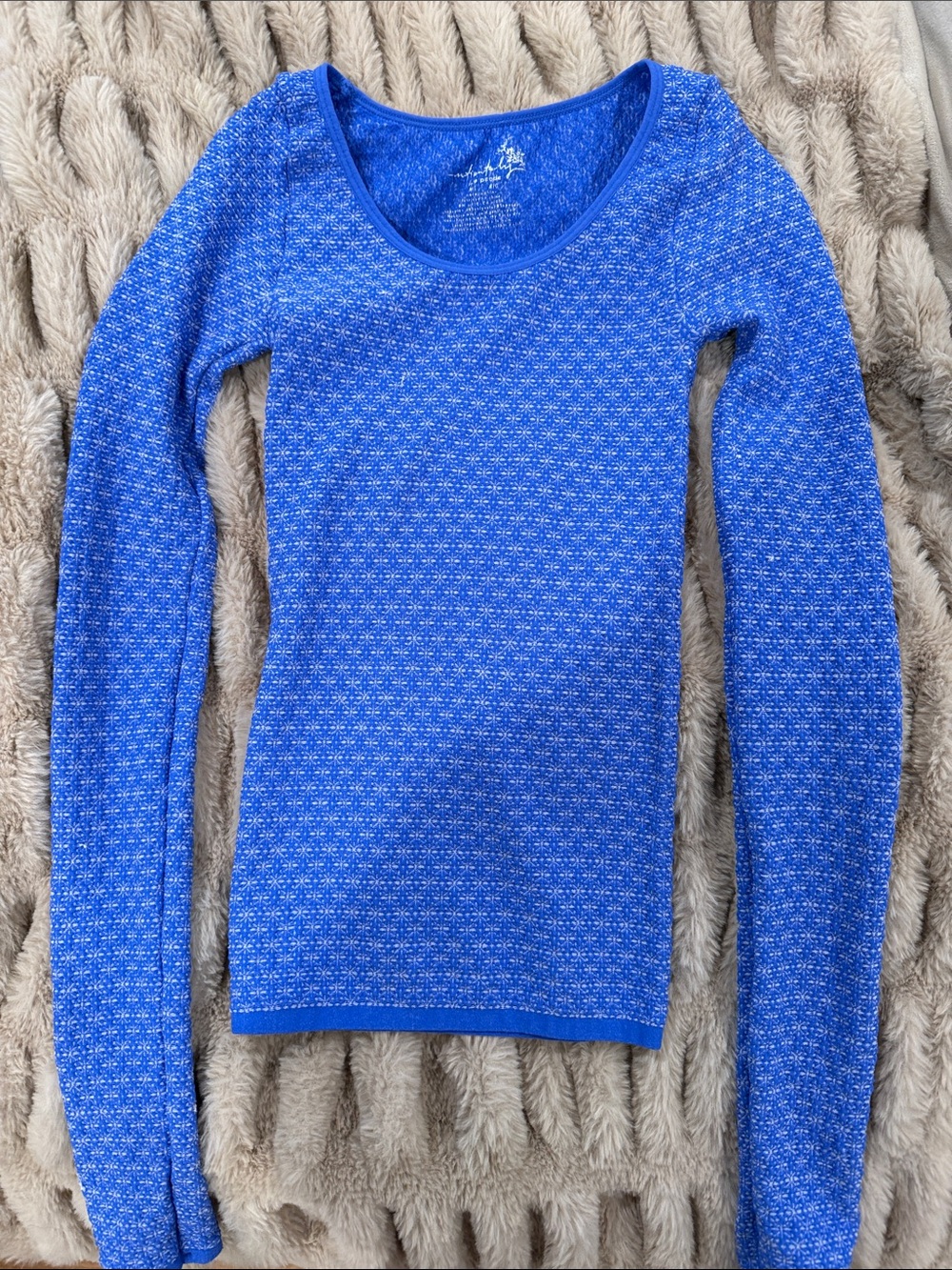 Free People Blue Scoop Neck Long Sleeve Knit Top